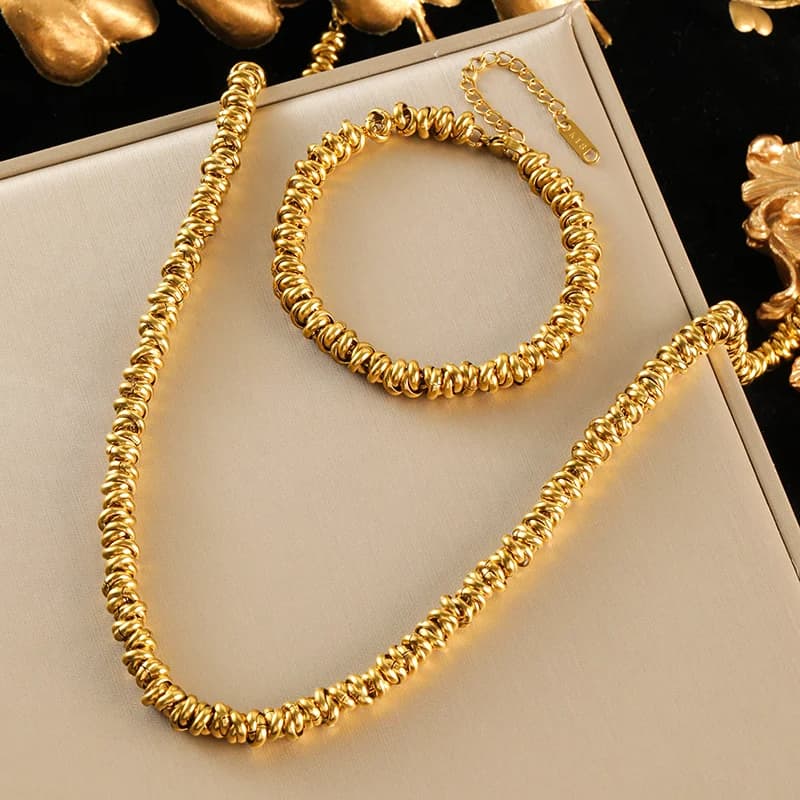 Σετ Κολιέ και Βραχιόλι με Αλυσίδα Χρυσού