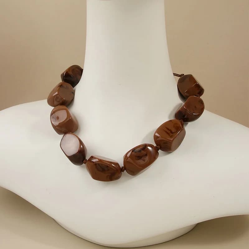Κολιέ Choker Bohemian από Καφέ Ρητίνη