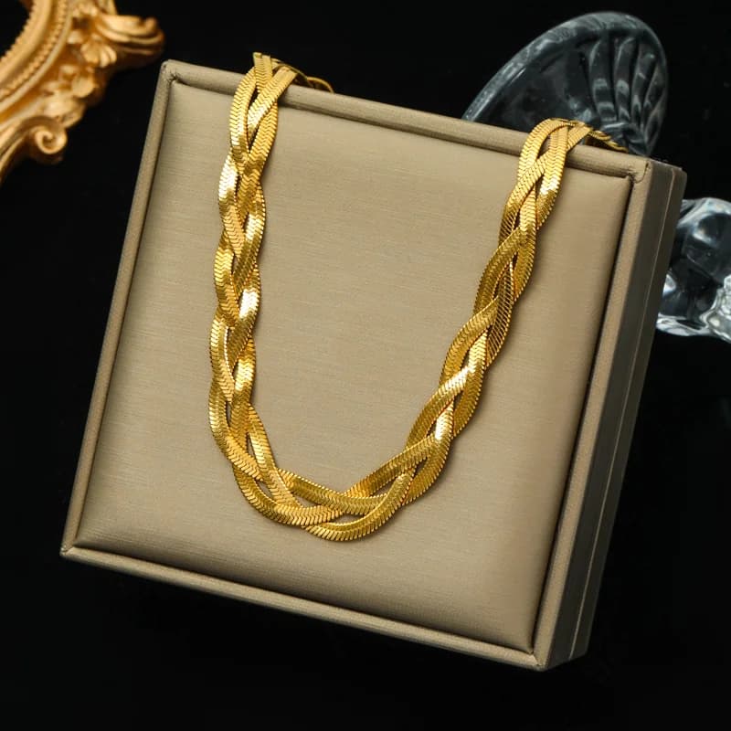 Κολιέ Choker με Χονρή Αλυσίδα Χρυσού Χρώματος