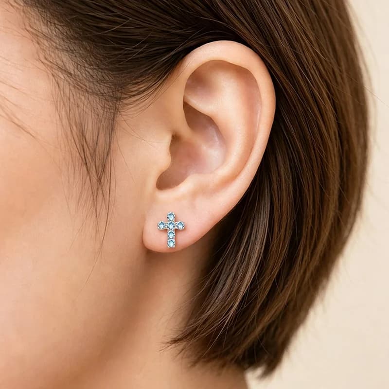 Body Piercing Σταυρός Σπειράλας με Ζιρκόνιο Τιτανίου