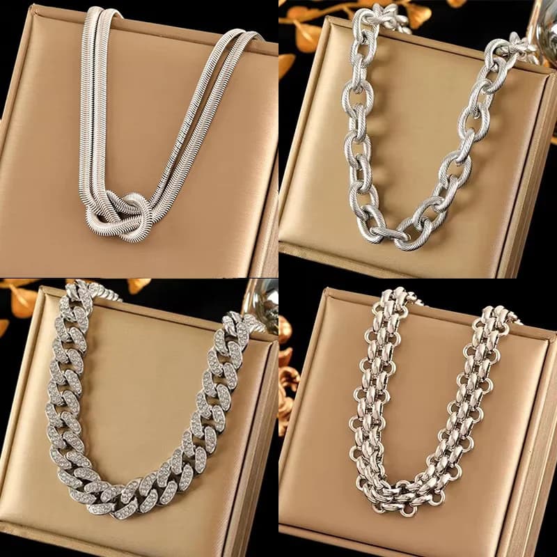 Ασημένιο Κολιέ Choker Αλυσίδας από Ανοξείδωτο Ατσάλι