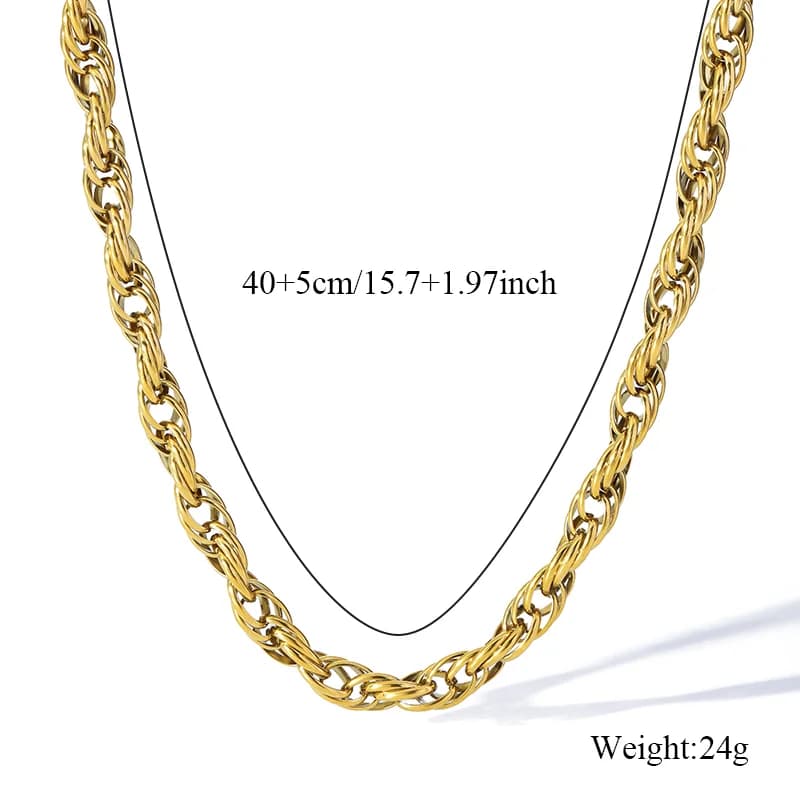 Μοντέρνο Κολιέ τύπου Collar με Σχέδιο Twist Chain, Επικαλυμμένο με Χρυσό