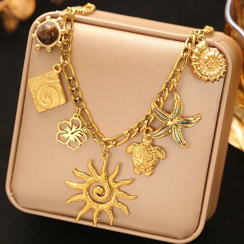 Κολιέ με Πολλαπλές Καρσιέρες, 18K Gold PVD