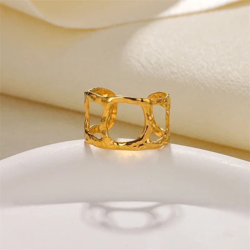 Δαχτυλίδι με Χαράκωμα (Charm) Επικαλυμμένο με 18K Χρυσό