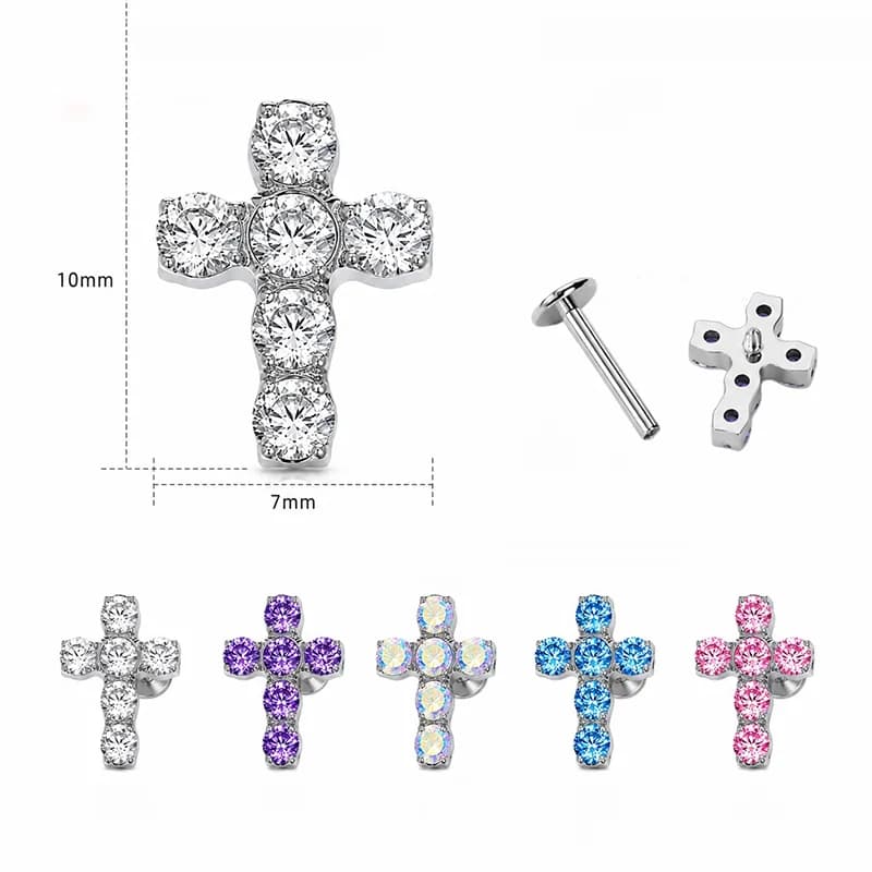 Body Piercing Σταυρός Σπειράλας με Ζιρκόνιο Τιτανίου