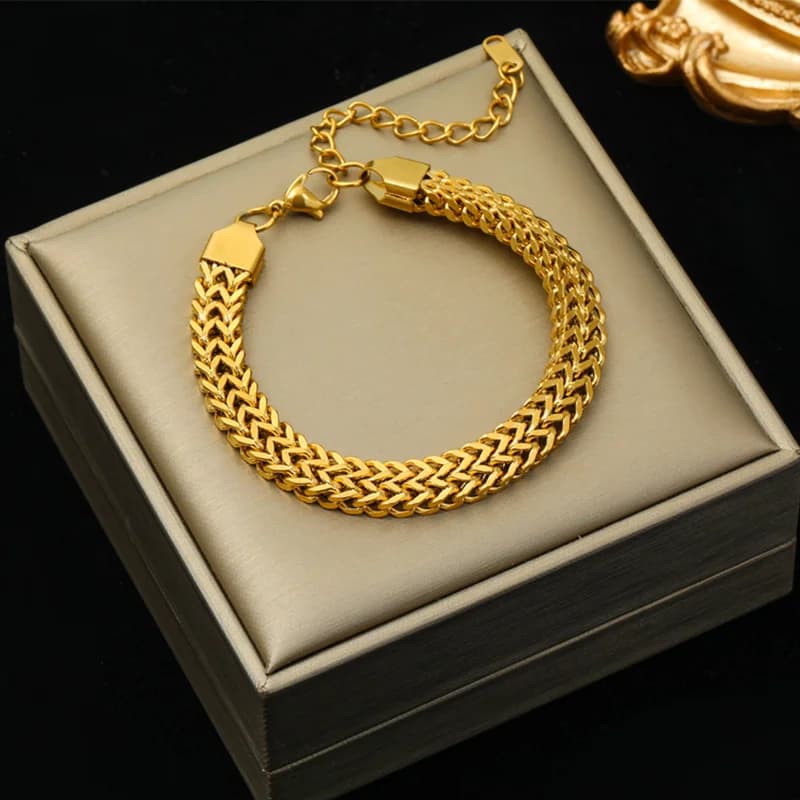 Σετ Choker και Βραχιόλι με Χοντή Αλυσίδα σε Χρυσό Χρώμα